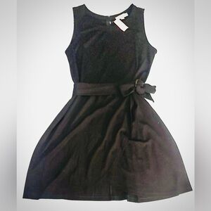 LOFT Plus NWT Dress sz16 Black Knee High Sleeveless Belted Stretch Knit Career